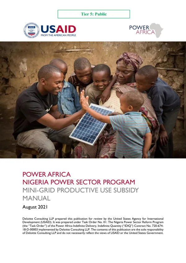 Mini-Grid Productive Use Subsidy Manual