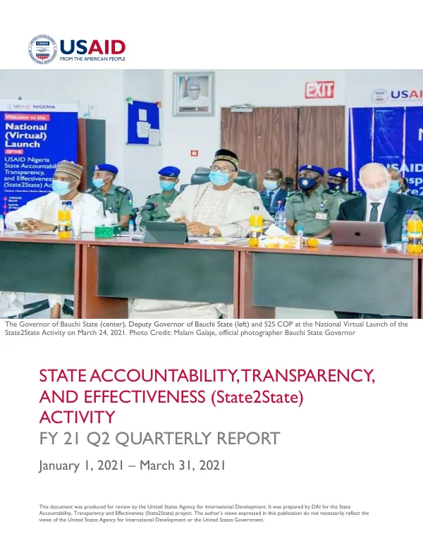 USAID STATE2STATE (S2S) ACTIVITY FY21 Q2 QUARTERLY REPORT