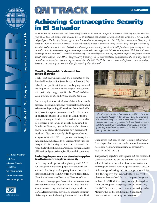 Achieving contraceptive security in El Salvador