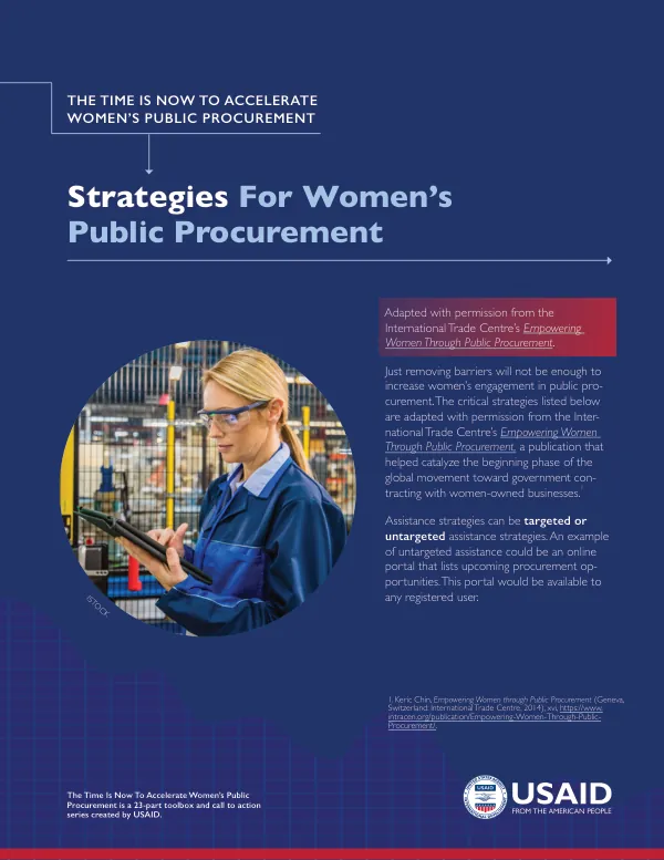 The Time is Now to Accelerate Women's Public Procurement: Strategies for Women's Public Procurement
