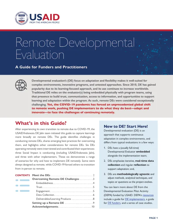 Remote Developmental Evaluation: A Guide for Funders and Practitioners