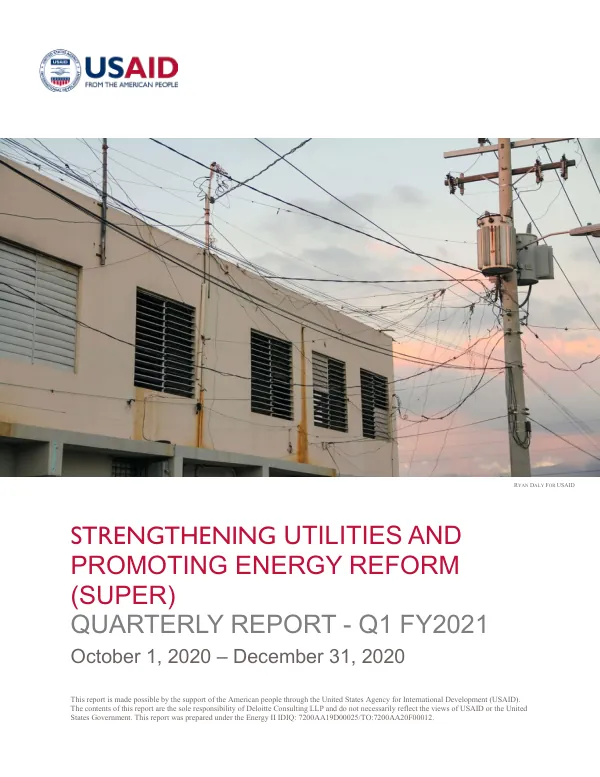 Strengthening Utilities and Promoting Energy Reform (SUPER) Quarterly Report - Q1 FY2021