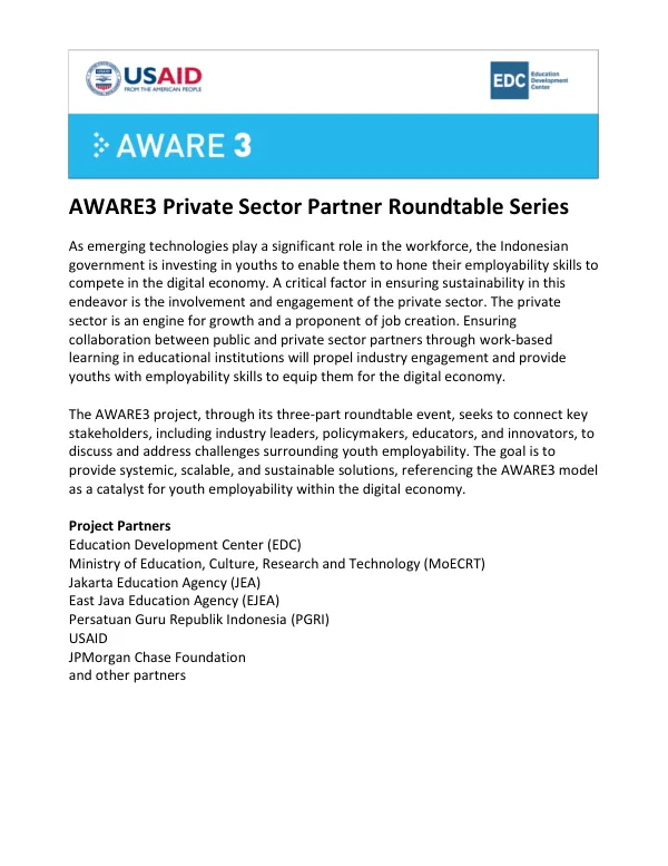 AWARE3 Private Sector Partner Roundtable Series