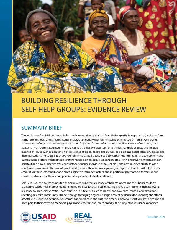 Building Resilience through Self Help Groups: Evidence Review_Summary Brief