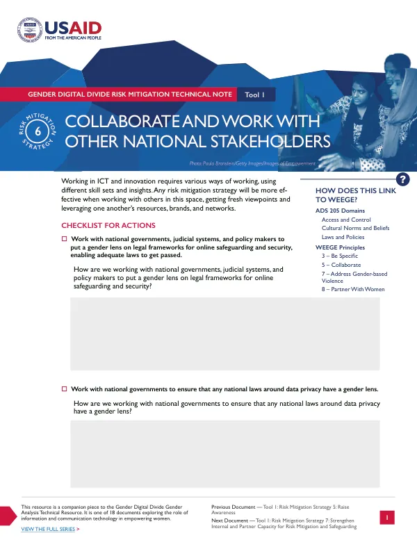 Gender Digital Divide Risk Mitigation Technical Note