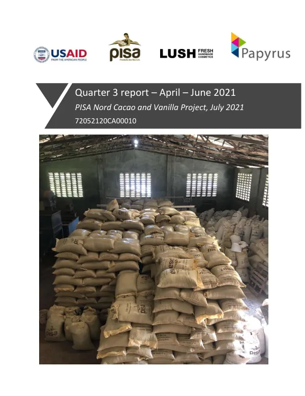 PISA Nord Cacao and Vanilla Project, Year One – Quarter three report