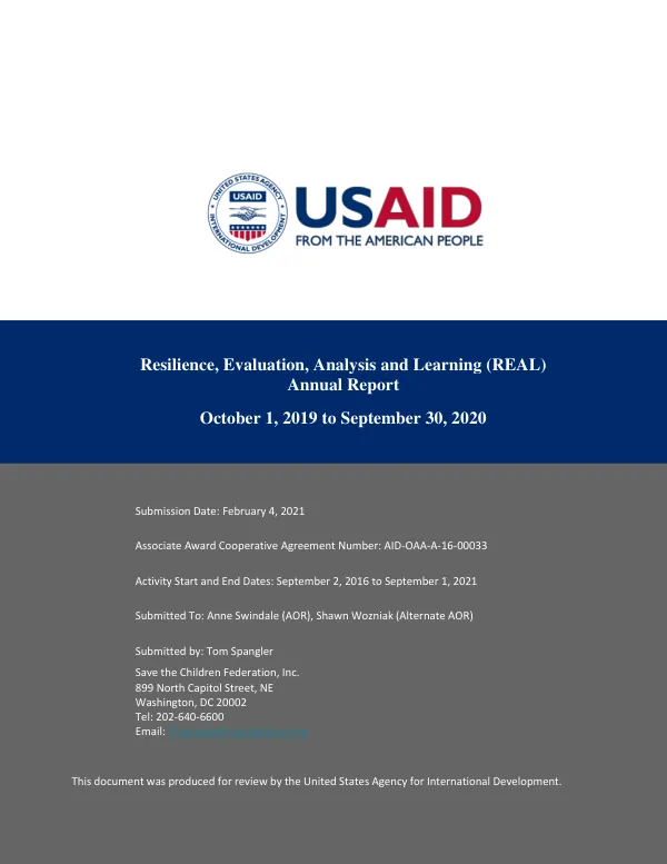 Resilience, Evaluation, Analysis and Learning (REAL) Annual Report
