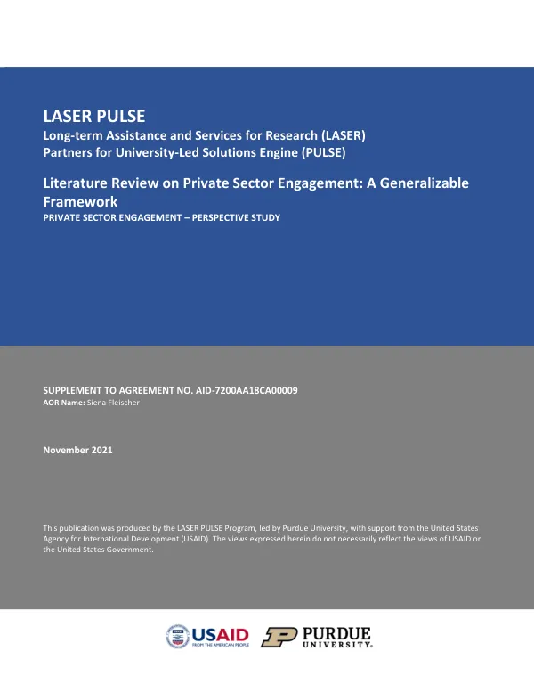 Literature Review on Private Sector Engagement: A Generalizable Framework