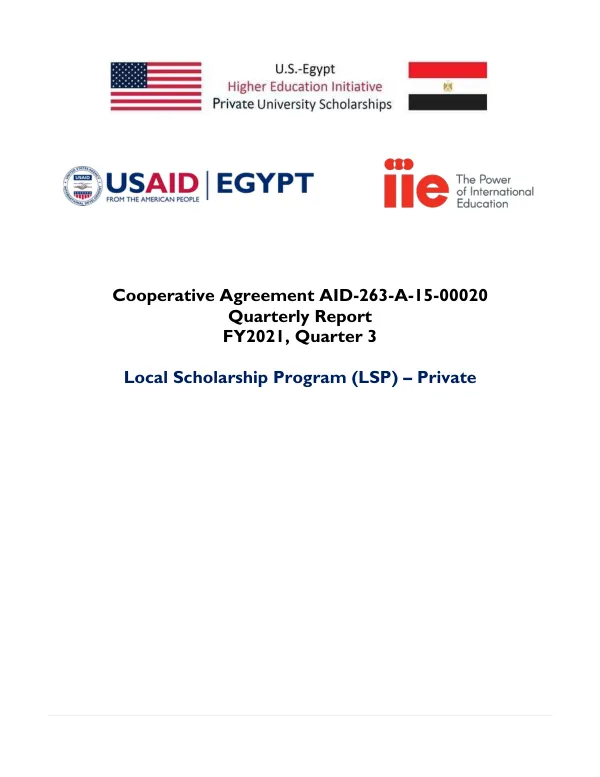 Local Scholarship Program FY2021, Q3 Progress Report