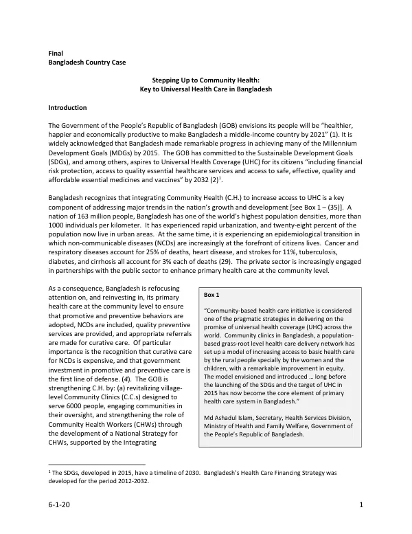 Stepping Up to Community Health: Key to Universal Health Care in Bangladesh