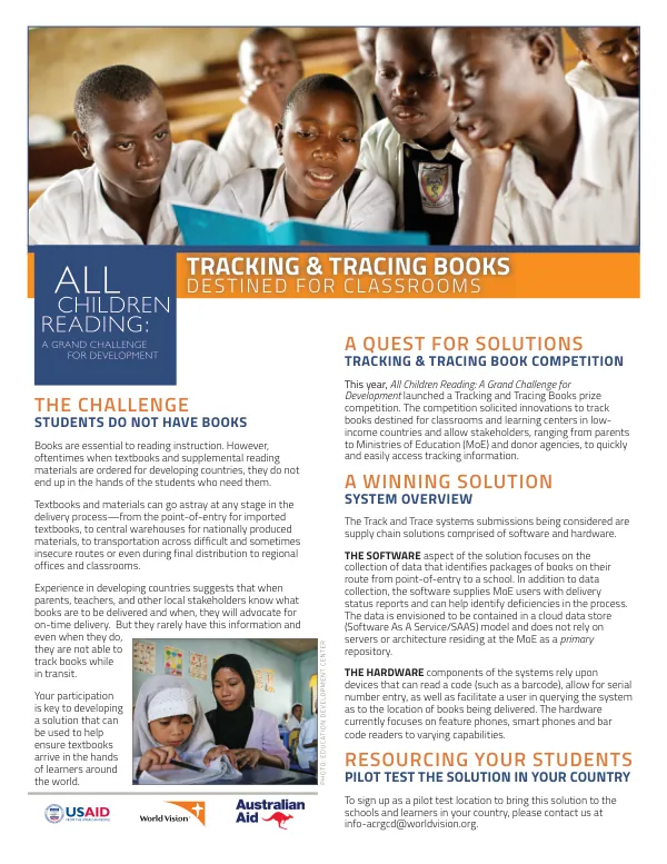 Tracking and Tracing Books: A Grand Challenge for Development