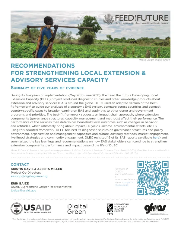 Recommendations for Strengthening Local Extension & Advisory Services Capacity