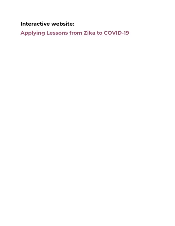 Applying Lessons from Zika to COVID-19
