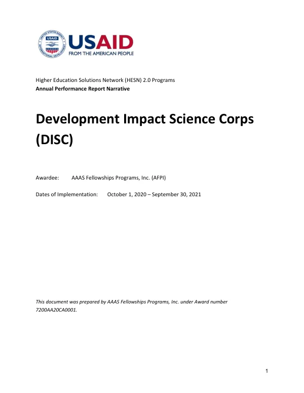 Annual Performance Evaluation of the Higher Education Solutions Network (HESN) 2.0 Programs