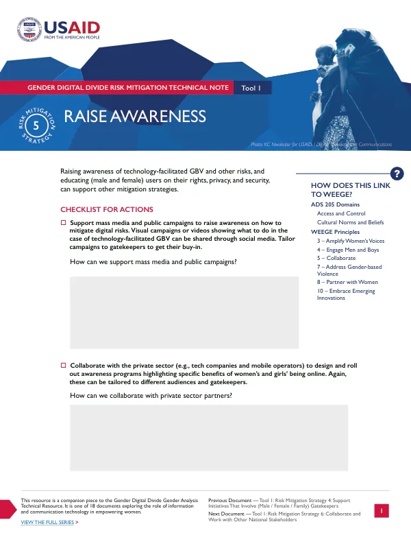 Gender Digital Divide Risk Mitigation Technical Note