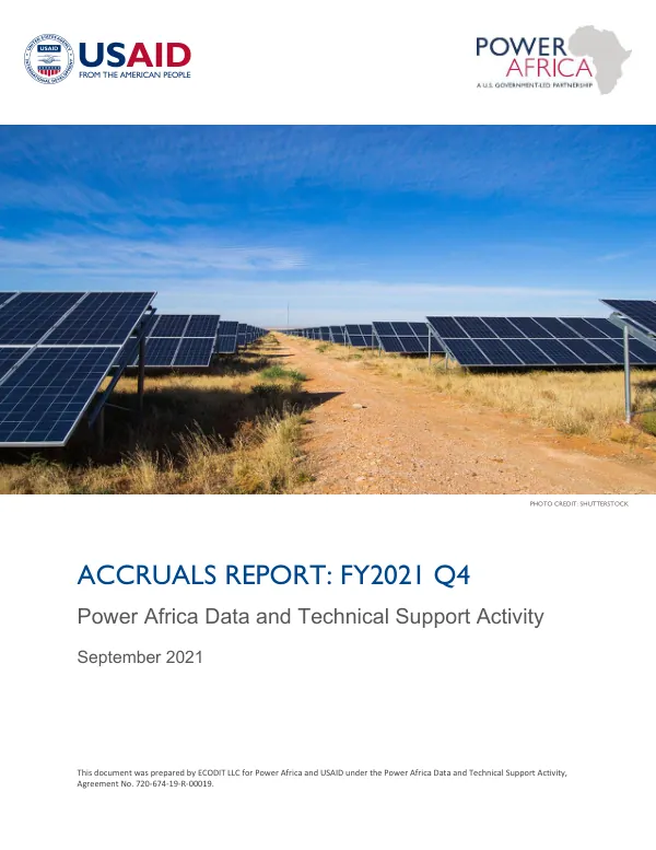 Accruals Report FY2021 Q4: Power Africa Data and Technical Support Activity