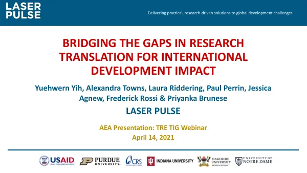Delivering practical, research-driven solutions to global development challenges