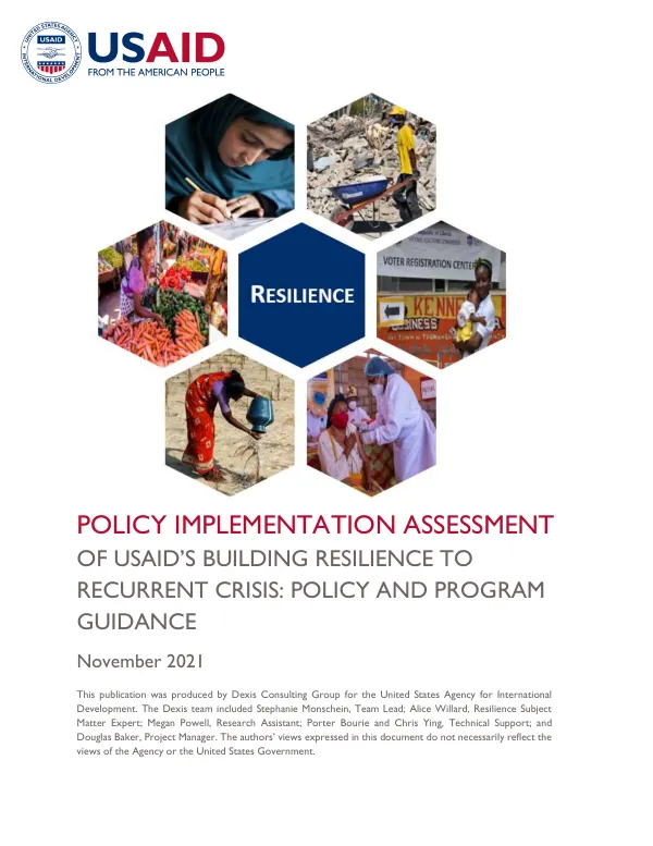 Policy Implementation Assessment of Resilience Policy