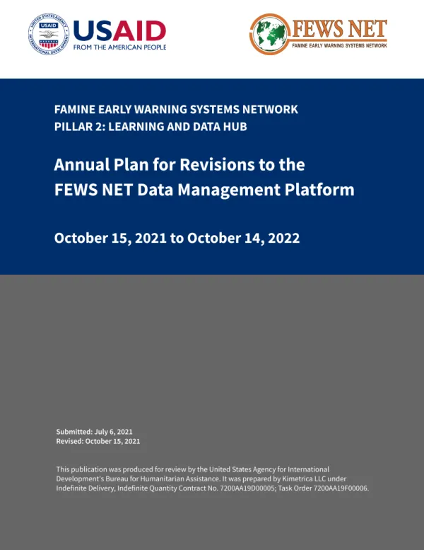 Annual Plan for Revisions to FEWS NET Data Management Platform_IY3