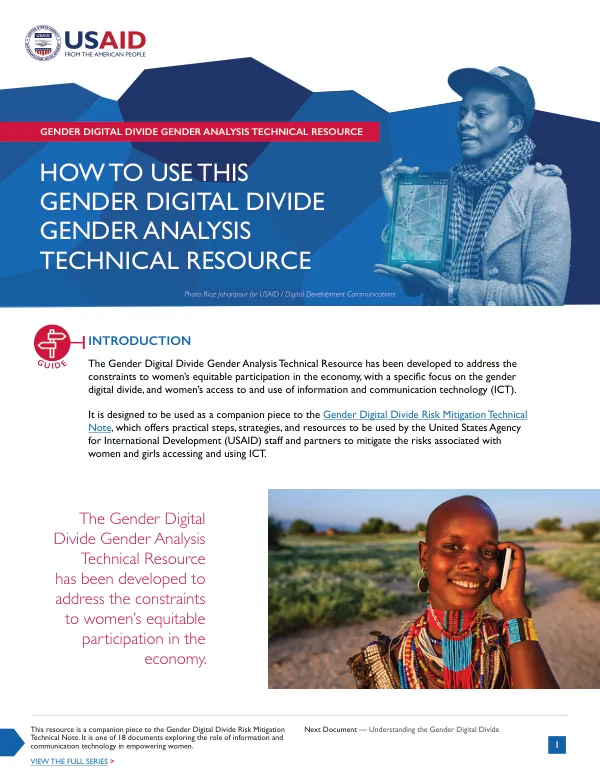 Gender Digital Divide Gender Analysis Technical Resource