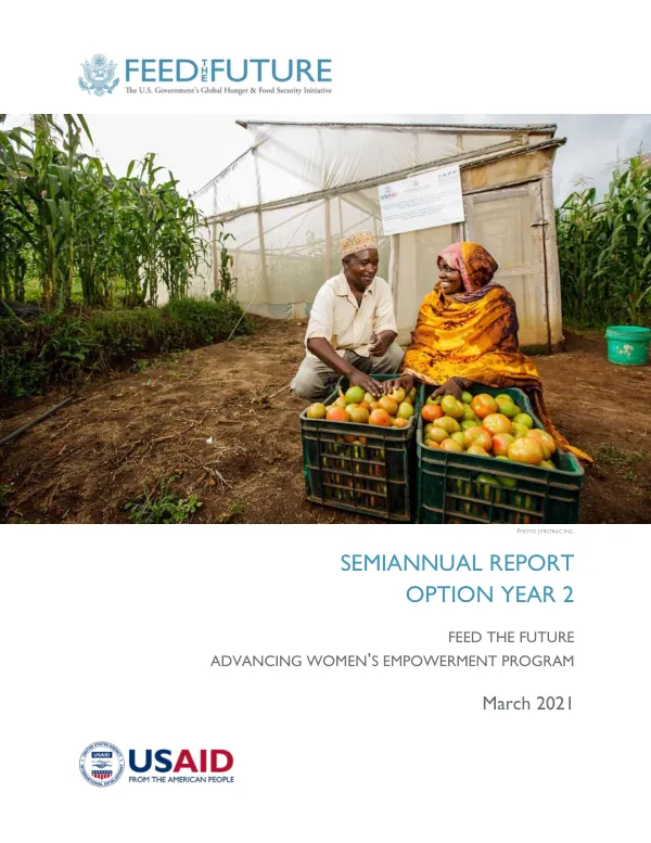 Semiannual Report: Option Year 2. Feed the Future Advancing Women’s Empowerment (AWE) Program