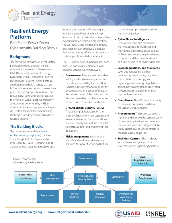 Resilient Energy Platform Fact Sheet: Power Sector Cybersecurity Building Blocks
