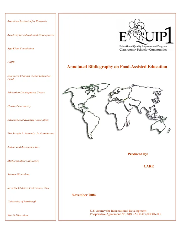 Annotated bibliography on food-assisted education
