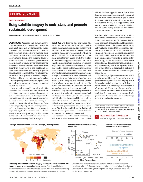 Using satellite imagery to understand and promote sustainable development