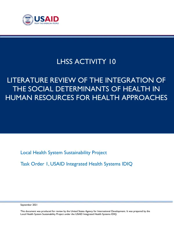 Literature Review of the Integration of the Social Determinants of Health in Human Resources for Health Approaches
