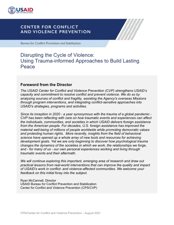Disrupting the Cycle of Violence: Using Trauma-informed Approaches to Build Lasting Peace