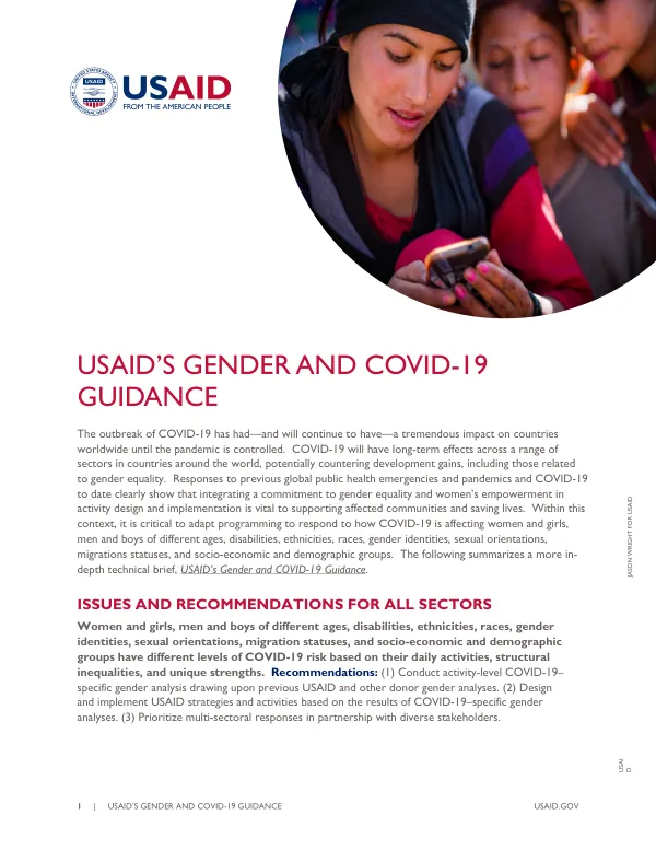 USAID's Gender and COVID-19 Guidance