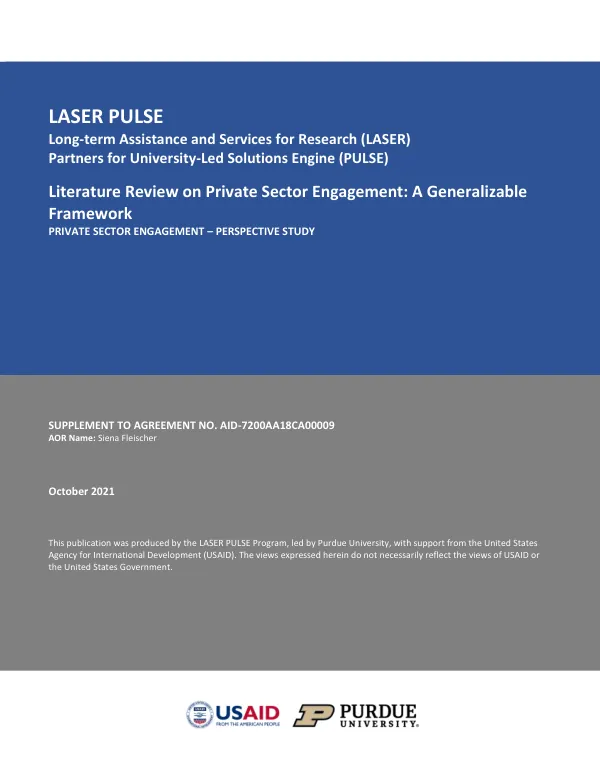 Literature Review on Private Sector Engagement: A Generalizable Framework