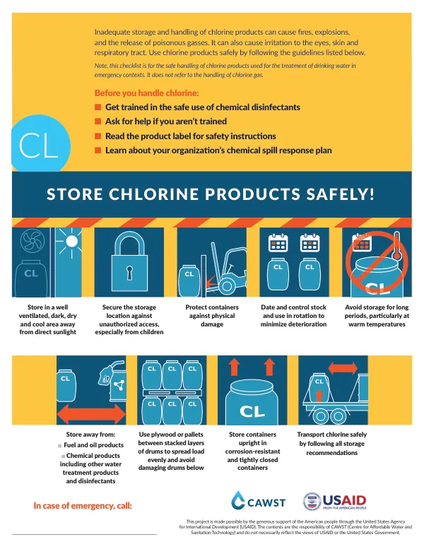 Safe Handling of Chlorine Products for Drinking Water Treatment in Emergency Contexts
