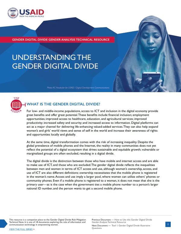 Gender Digital Divide Risk Mitigation Technical Note