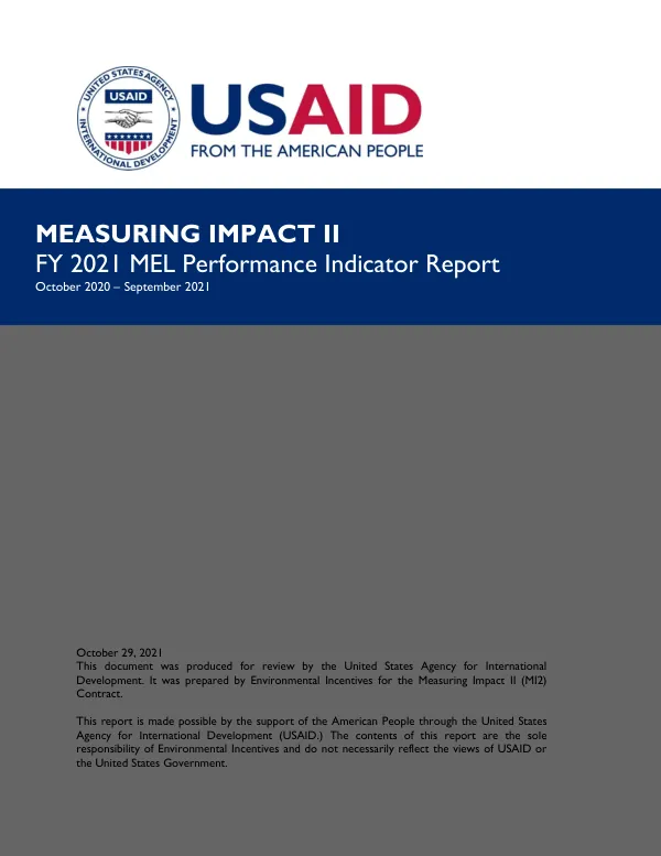 MI2 FY21 MEL Performance Indicator Report