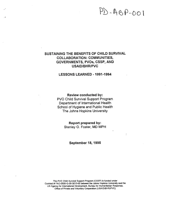 Financial incentives to communities for stewardship of environmental resources : feasibility study