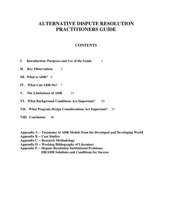 Alternative Dispute Resolution Practitioners Guide