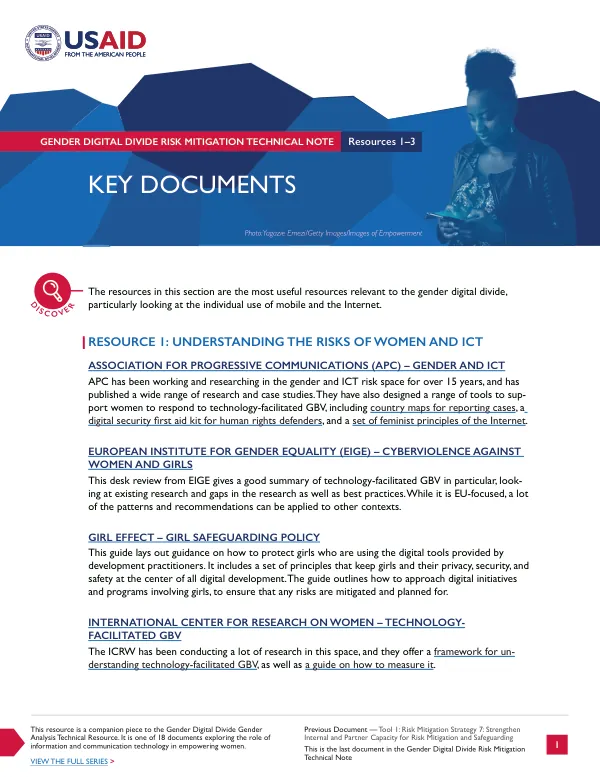 Gender Digital Divide Risk Mitigation Technical Note