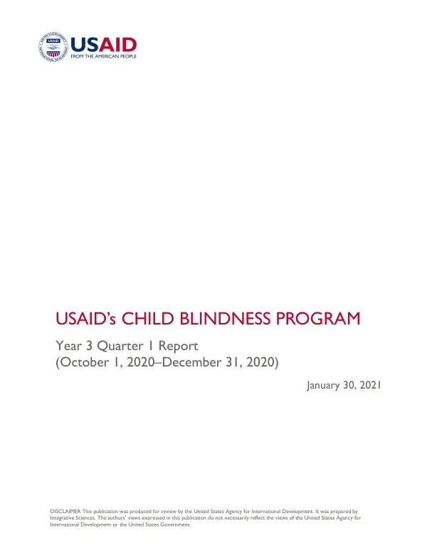 USAID Child Blindness Program Year 3, Quarter 1 Report