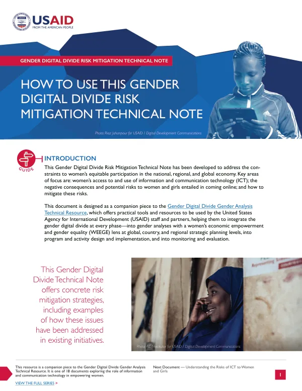 Gender Digital Divide Risk Mitigation Technical Note