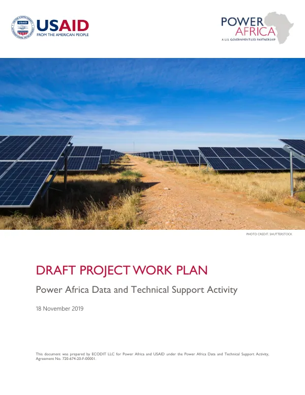 DRAFT WORK PLAN: Power Africa Data and Technical Support Activity