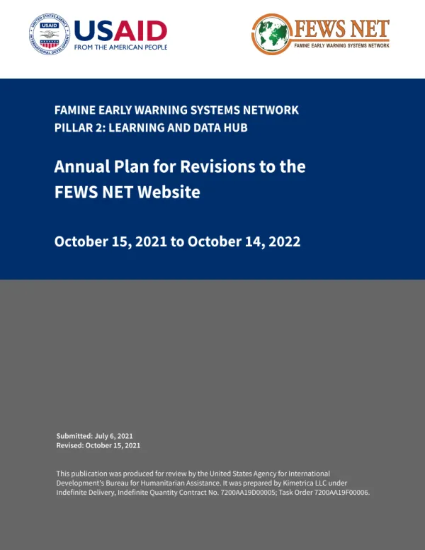 Annual Plan for Revisions to the FEWS NET Website