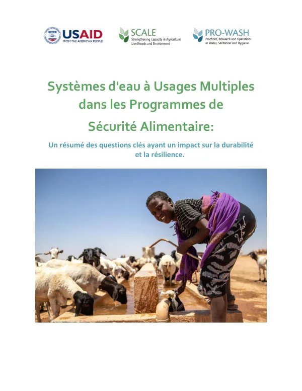 Systèmes d'eau à usages multiples dans les Programmes de Sécurité Alimentaire: Un résumé des questions clés ayant un impact sur la durabilité et la résilience