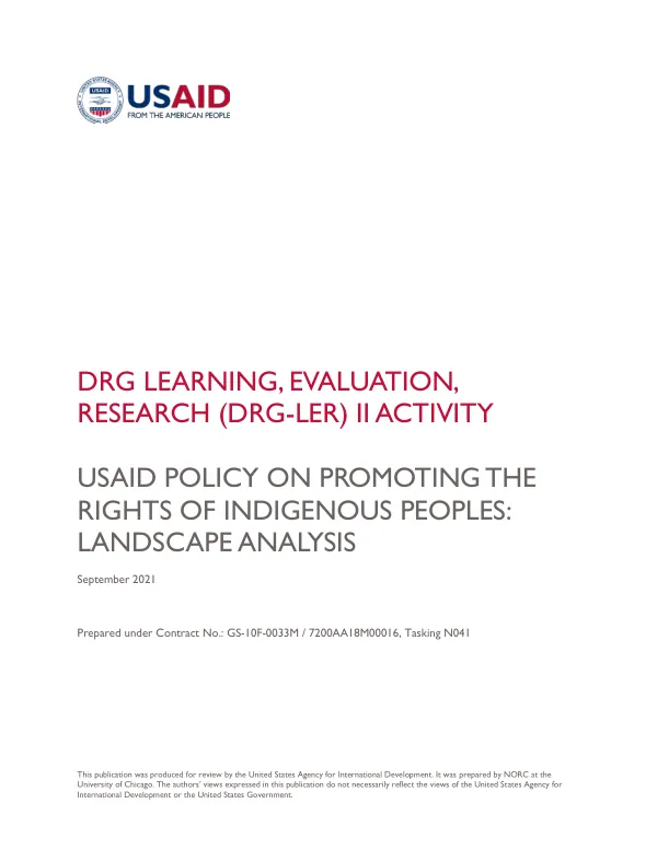 USAID Policy on Promoting the Rights of Indigenous Peoples: Landscape Analysis