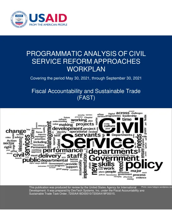 Programmatic Analysis of Civil Service Reform Approaches, Workplan