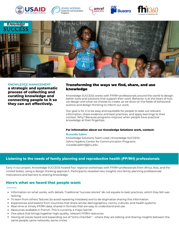 Knowledge Solutions Fact Sheet