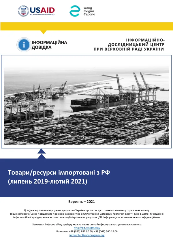 Імпорт товарів з Росії в Україну за 2019-2020 роки