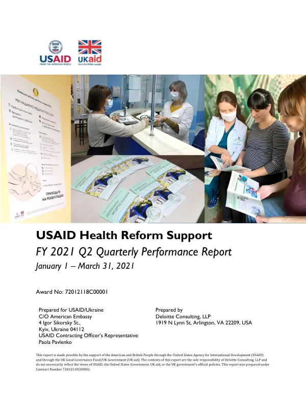 USAID Health Reform Support FY 2021 Q2 Quarterly Performance Report