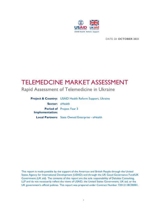 Telemedicine Market Assessment in Ukraine: Rapid Assessment of Telemedicine