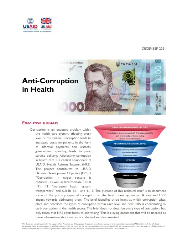 Technical Brief: Anti-Corruption in Health